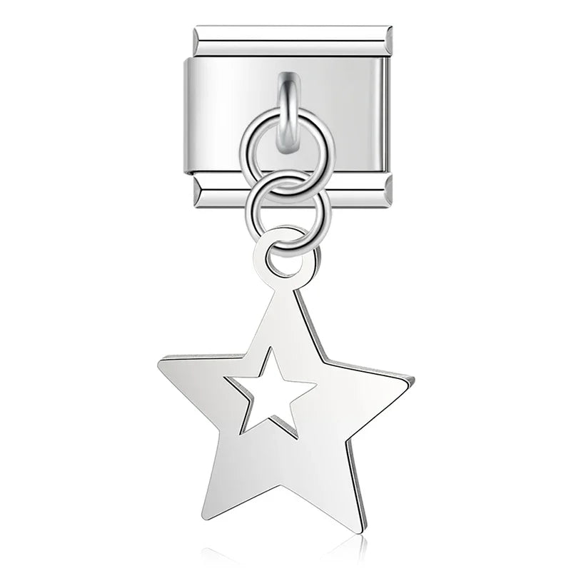 Silver Double Star Dangle