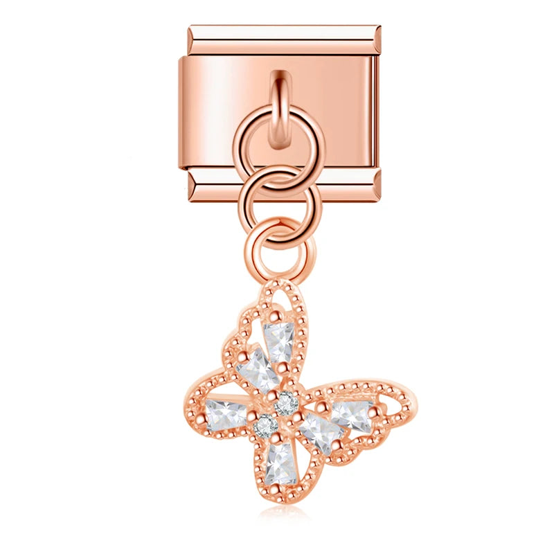 Rose Gold Butterfly Dangle