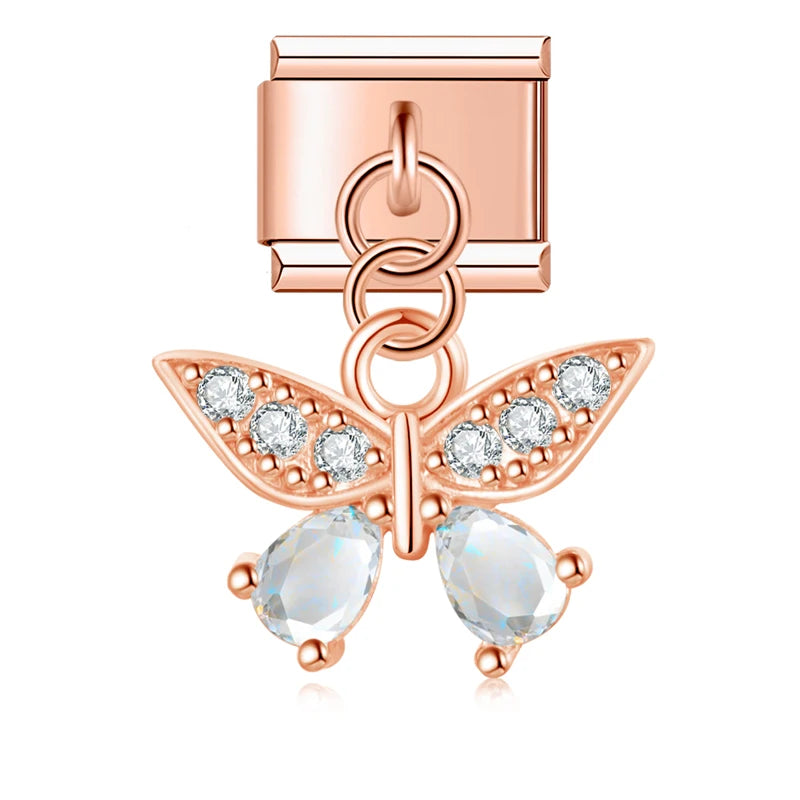 Rose Gold Butterfly Gem Dangle
