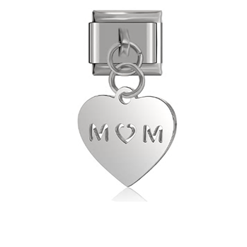Silver Heart Mom Dangle