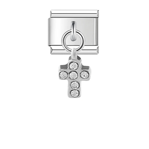 Silver Cross Rhinestone Dangle
